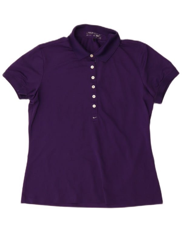 Nike ženska polo majica Dri Fit UK 12/14 Srednje ljubičasti poliester