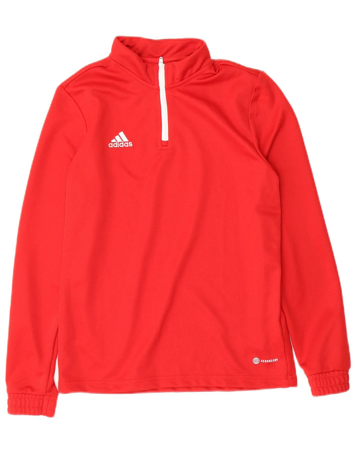 ADIDAS Boys Aeroready Zip Neck Pullover Tracksuit Top 13-14 Years Red