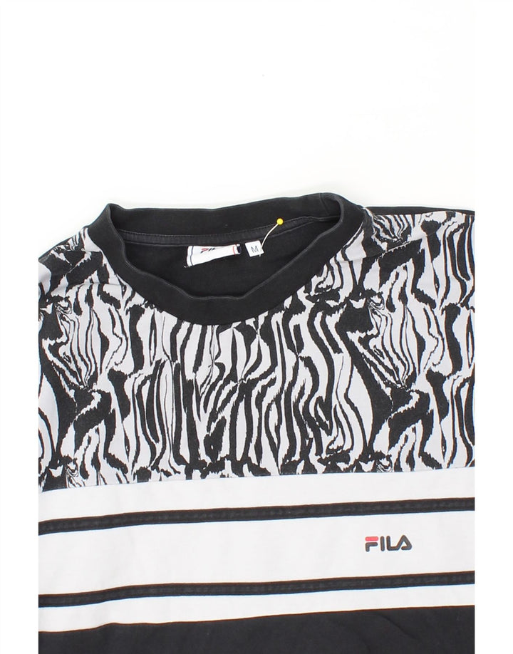 FILA Womens Sweatshirt Jumper UK 14 Medium Black Colourblock Cotton Vintage Fila and Second-Hand Fila from Messina Hembry 