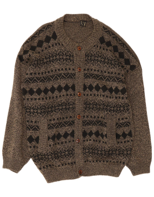 Vintage muški kardigan pulover veliki sivi svijetli otok