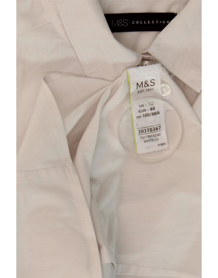 Marks & Spencer ženska košulja kratkih rukava UK 12 Srednje bijeli pamuk