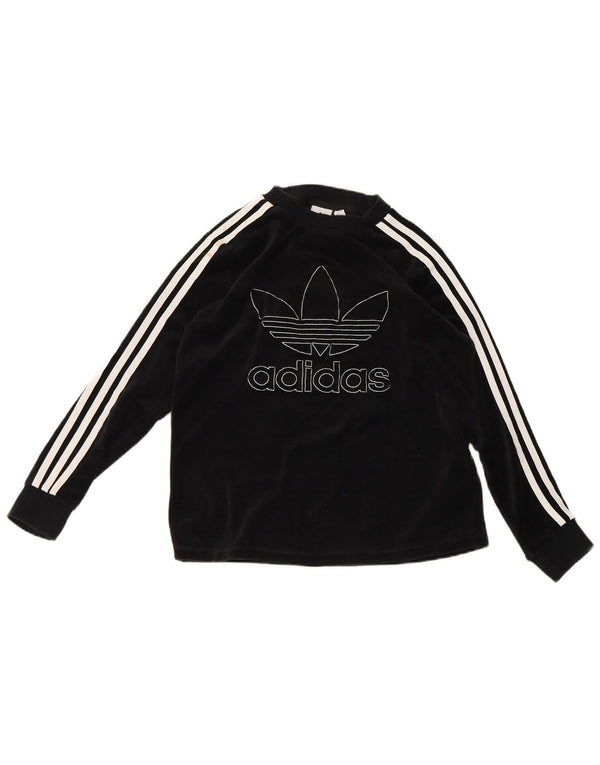 Adidas ženska majica dugih rukava s grafičkim motivima od baršuna UK 12 Srednje crni pamuk
