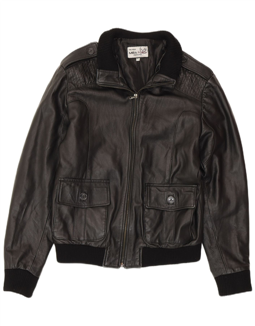 MIRA FURS Muška vojna kožna jakna IT 52 XL crna koža