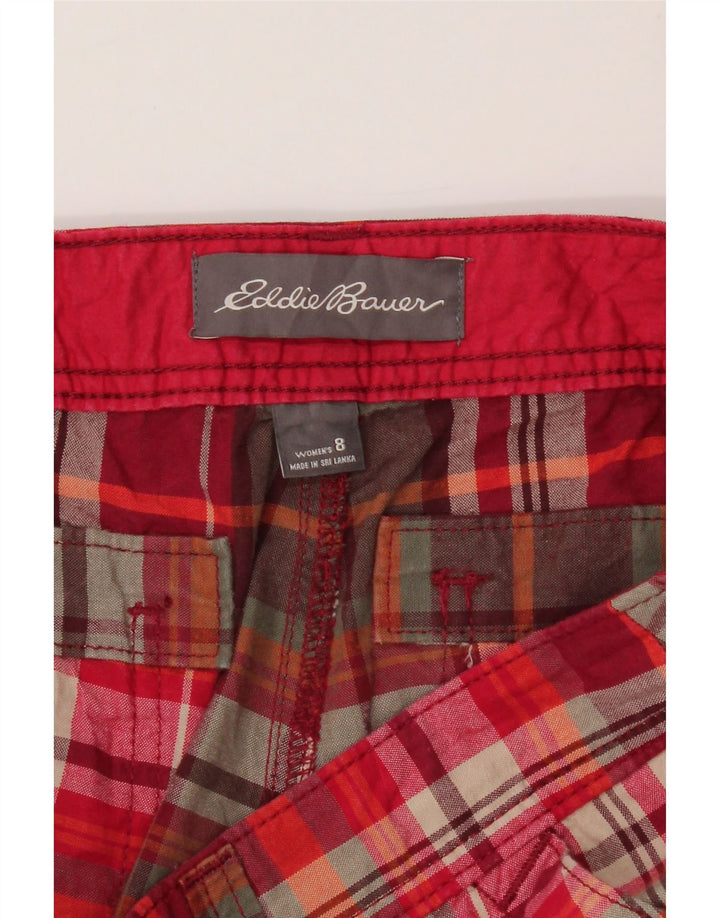 EDDIE BAUER Womens Chino Shorts US 8 Medium W32  Red Check Cotton Vintage Eddie Bauer and Second-Hand Eddie Bauer from Messina Hembry 