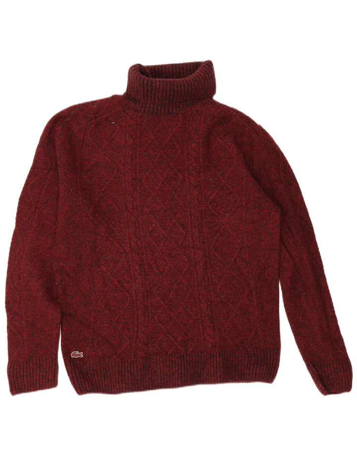 Lacoste muški džemper s rol izrezom, velika bordo vunena veličina 5