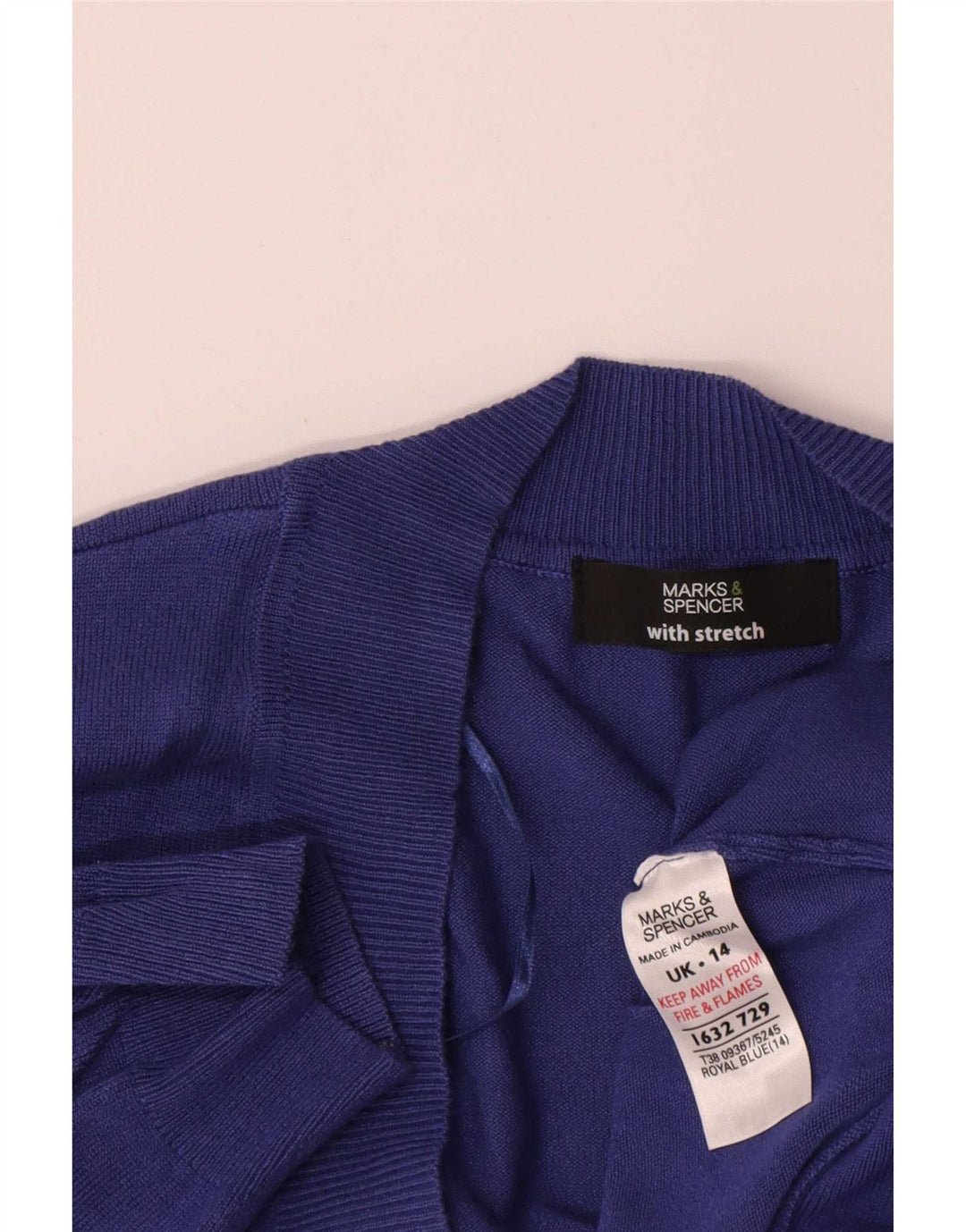 Marks & Spencer ženski kardigan džemper kratkih rukava UK 14 srednje tamnoplava