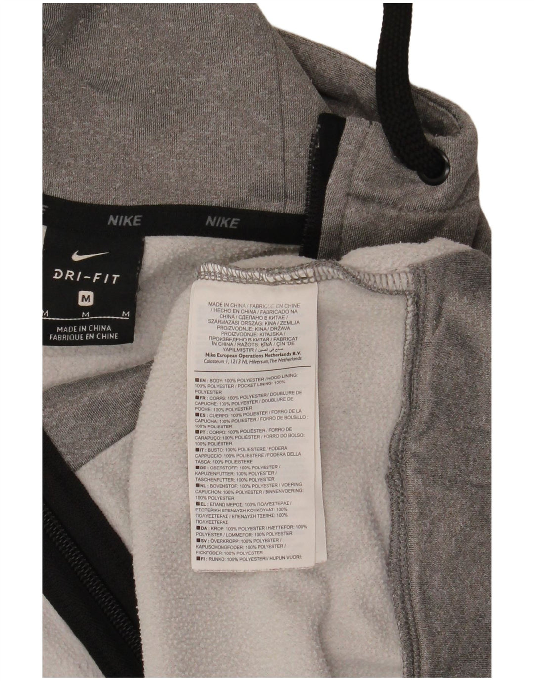 Nike Dri Fit Zip pulover s kapuljačom srednje sivi poliester