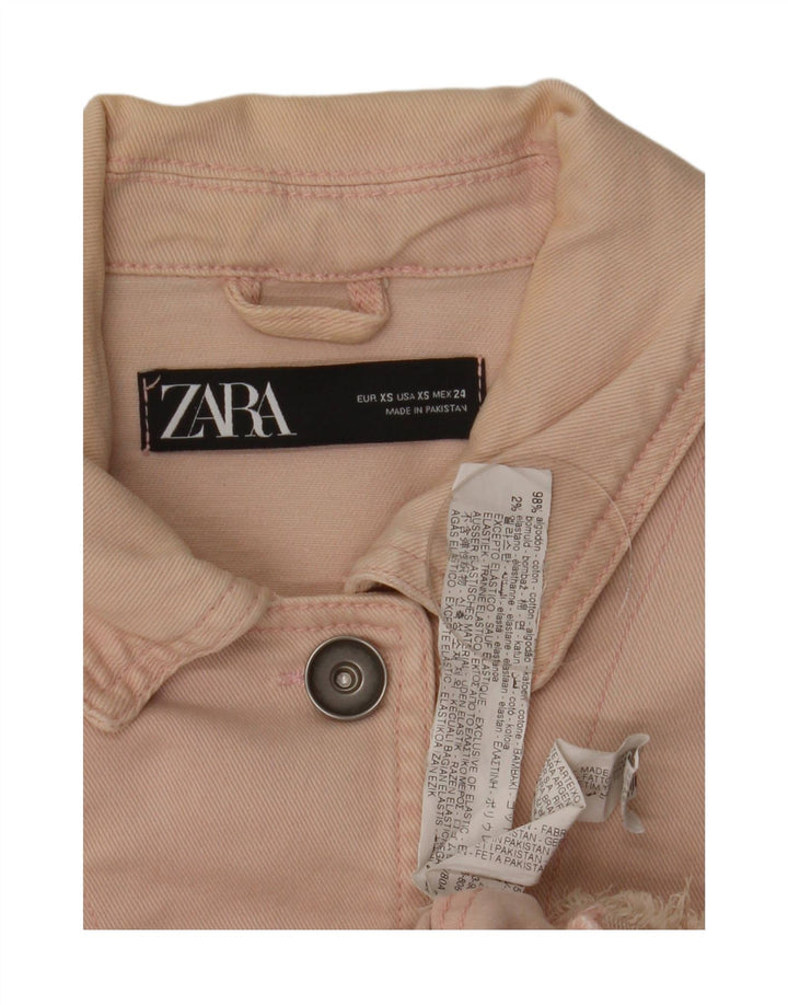 Zara ženska prevelika traper jakna UK 6 XS, ružičasti pamuk