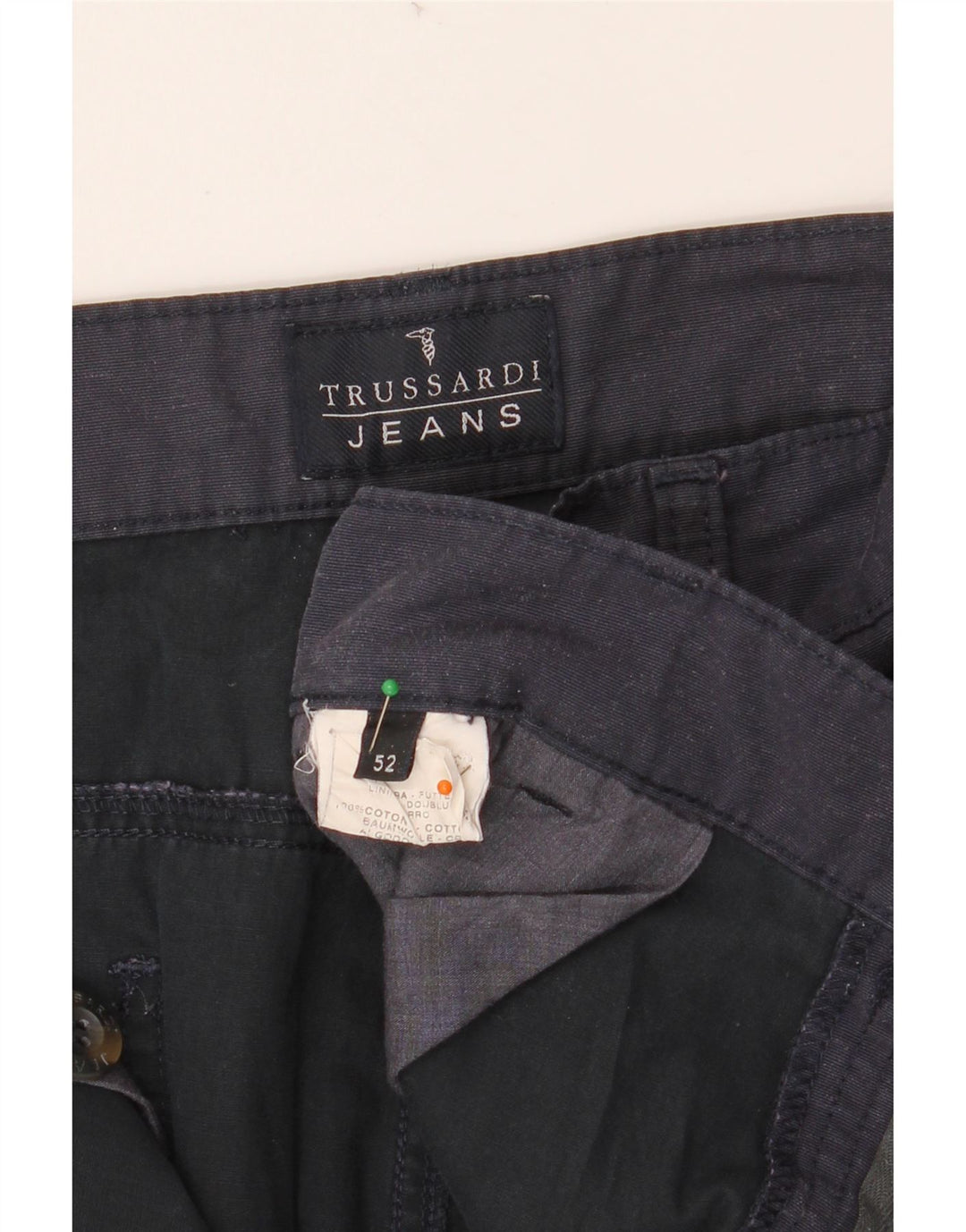TRUSSARDI muške ravne chino hlače IT 52 XL W36 L34 tamnoplavi pamuk