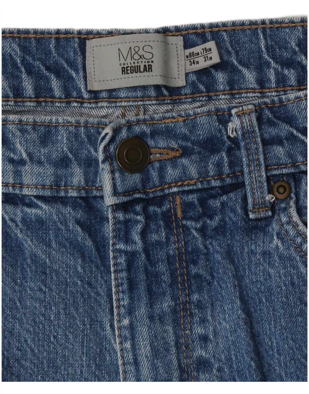 Marks & Spencer Mens Regular Straight Jeans W34 L31 Plavi pamuk