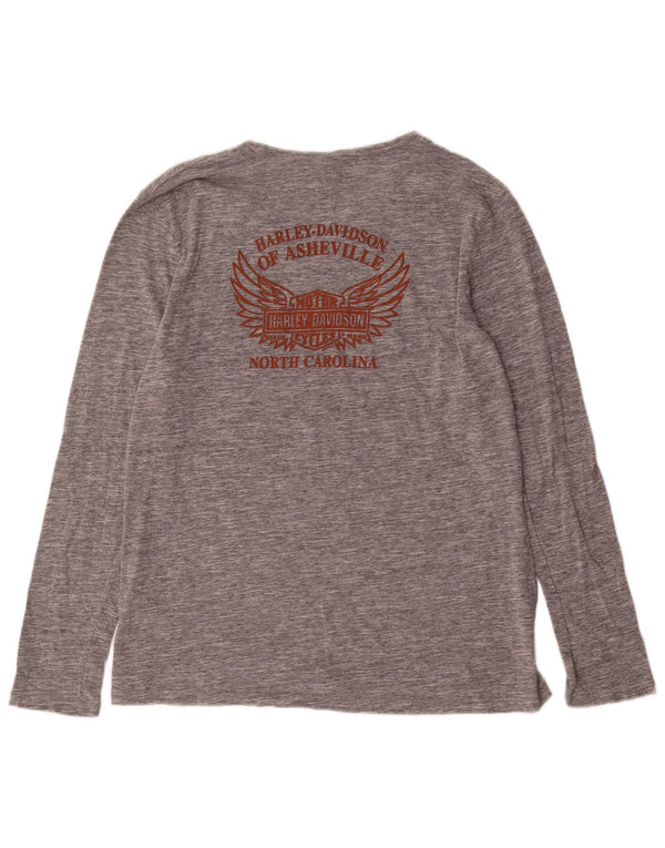 Harley Davidson muška grafička majica dugih rukava 2XL, sivi flekasti pamuk