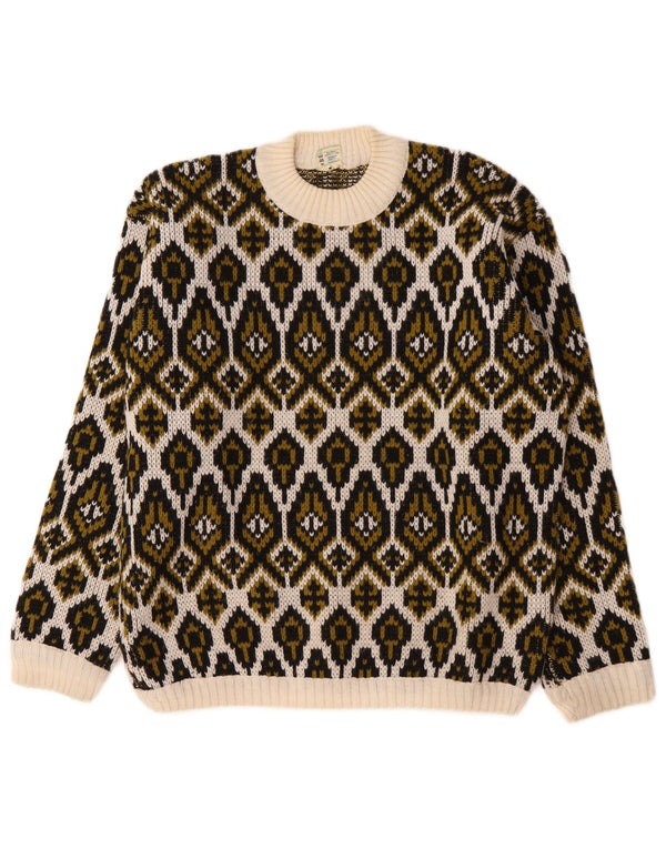 Vintage ženski džemper s kornjačevim ovratnikom srednje bijele boje Fair Isle