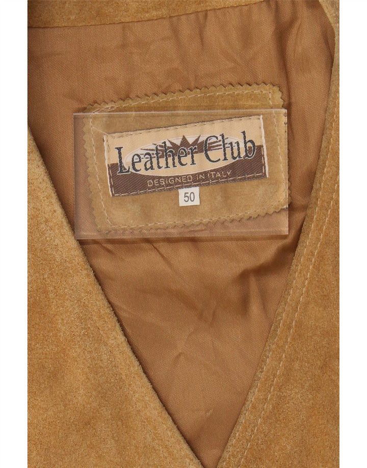 VINTAGE muški prsluk od brušene kože IT 50 srednje bež kože