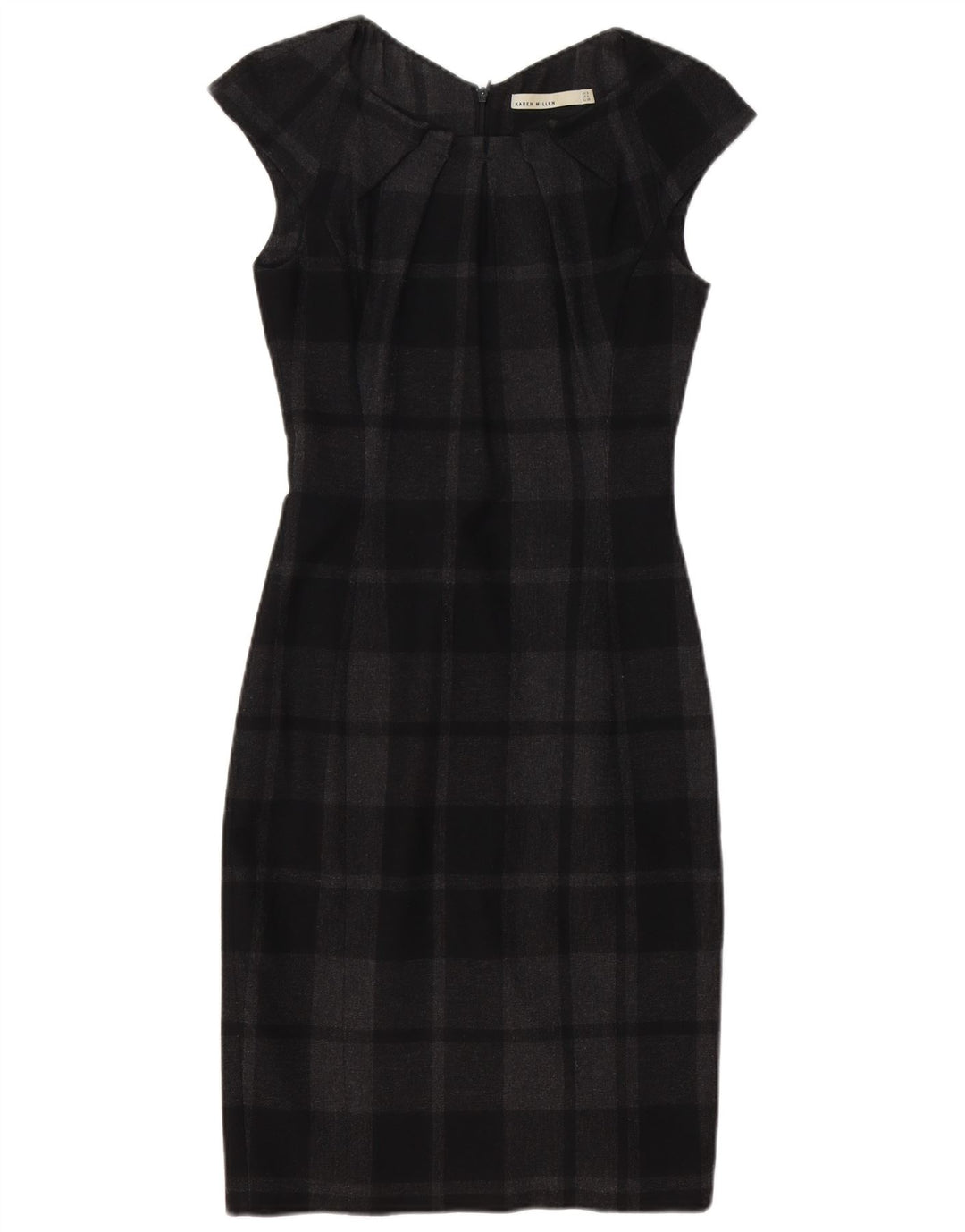 Karen Millen Ženska plašt haljina UK 8 Mali crni karirani poliester