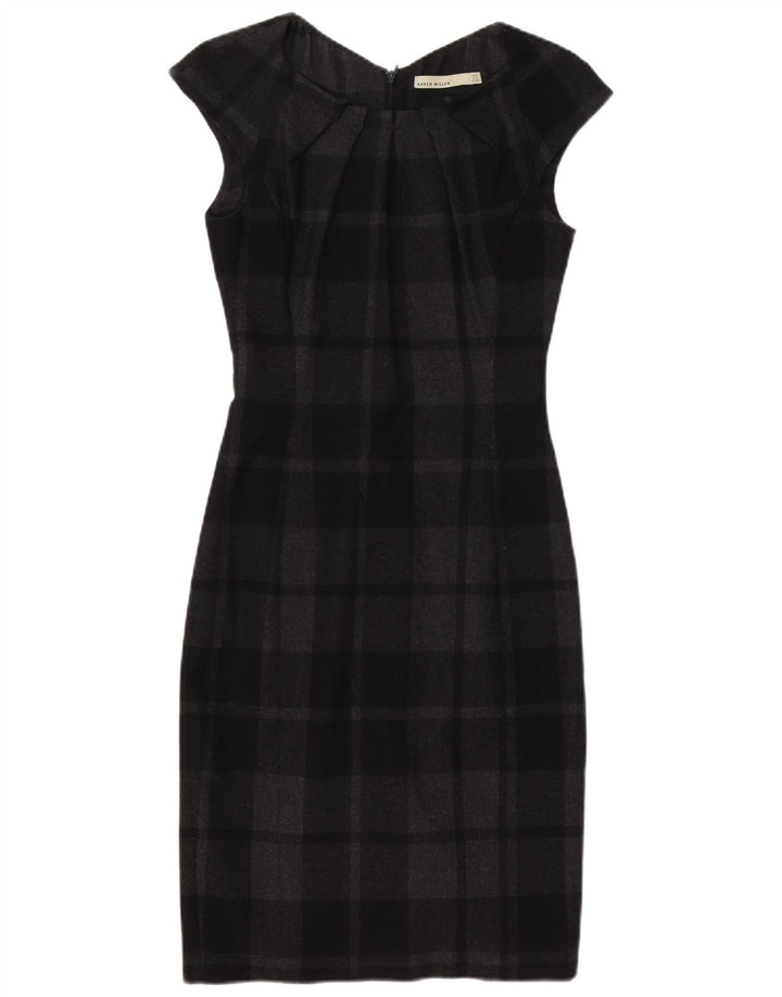 Karen Millen Ženska plašt haljina UK 8 Mali crni karirani poliester