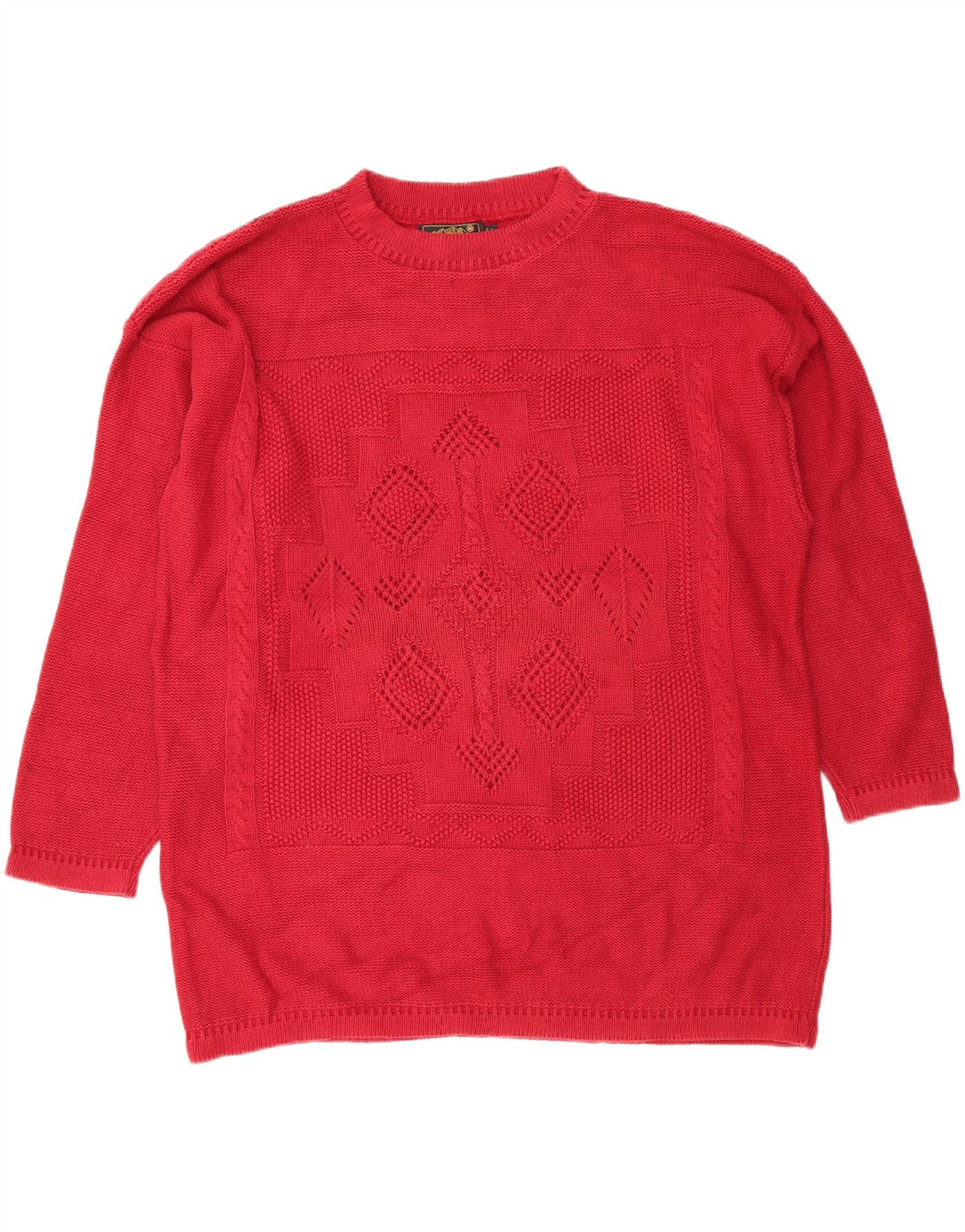 EDDIE BAUER Womens Longline Crew Neck Jumper Sweater UK 14 Medium Red Vintage Eddie Bauer and Second-Hand Eddie Bauer from Messina Hembry 