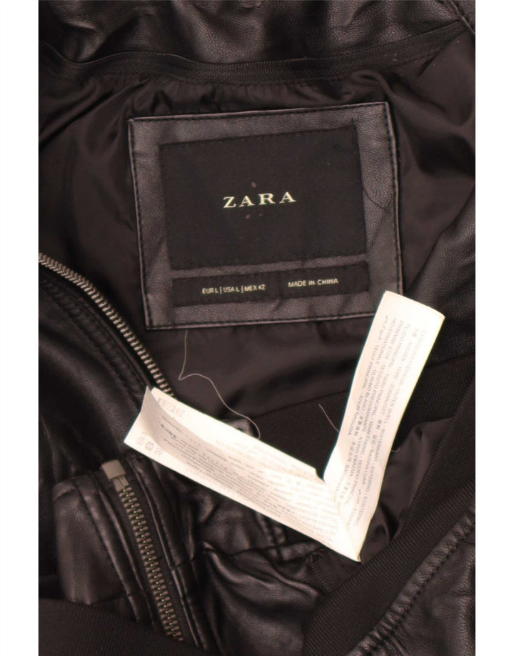 Zara muška bomber jakna od umjetne kože UK 40 veliki crni poliester
