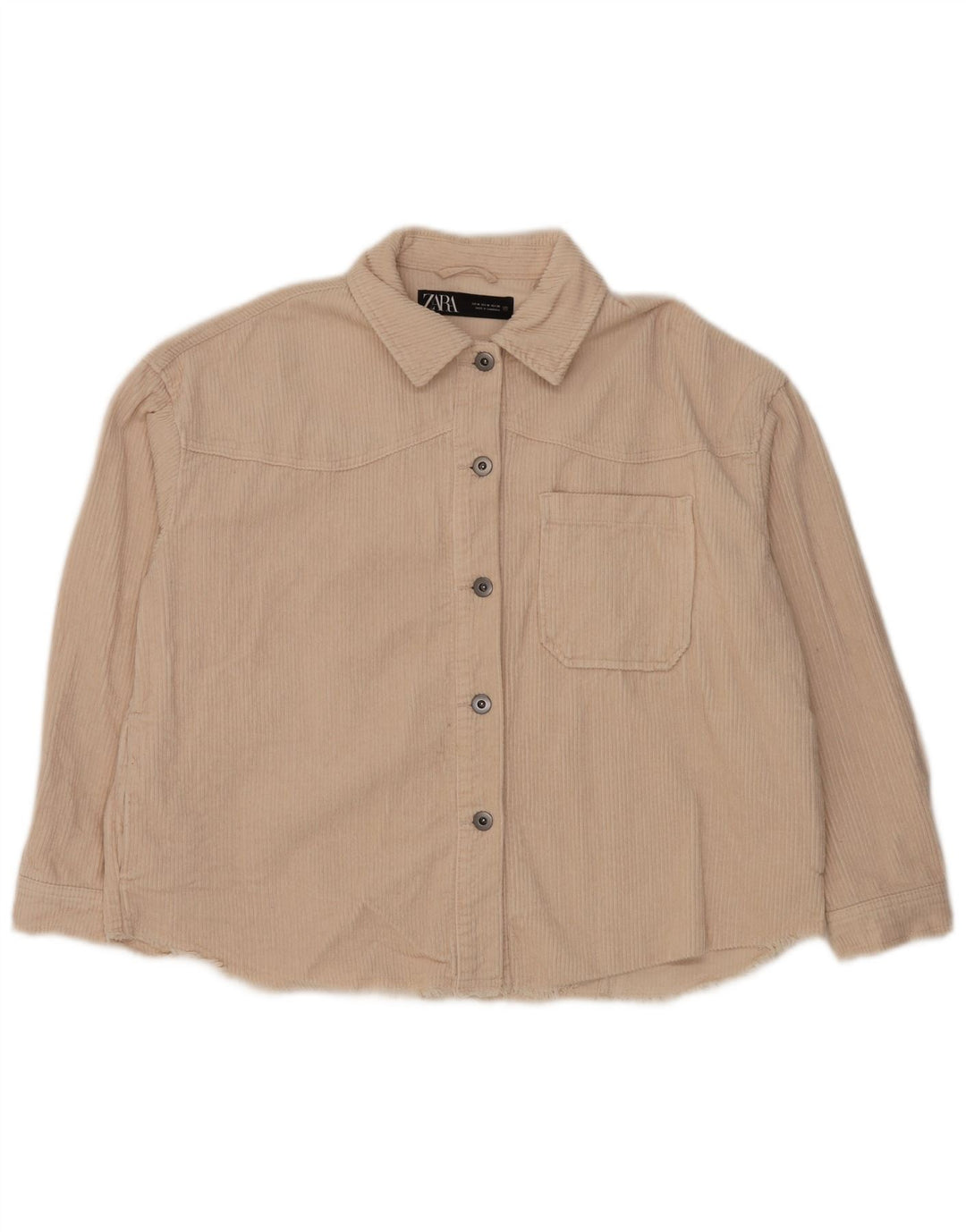 ZARA ženska prevelika košulja od samta UK 14, srednje bijel pamuk