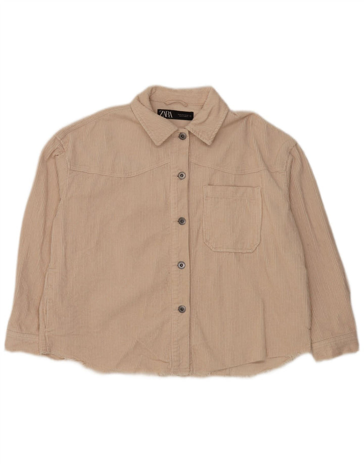 ZARA ženska prevelika košulja od samta UK 14, srednje bijel pamuk