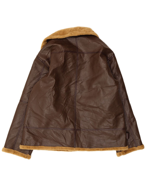 Vintage muška šerpa kožna jakna UK 42 XL smeđa