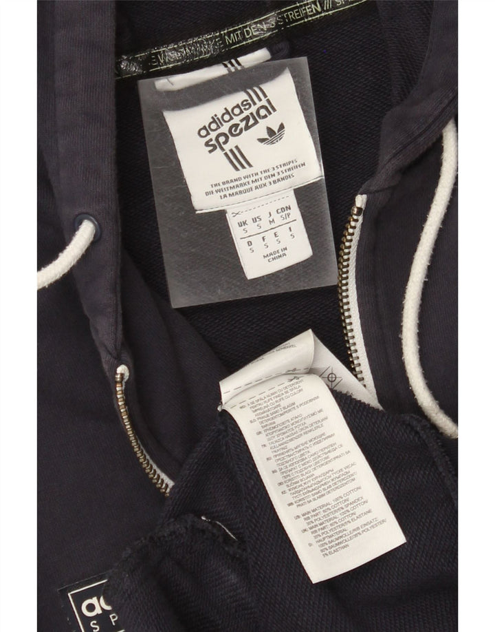 ADIDAS muški pulover s kapuljačom na patentni zatvarač mali tamnoplavi pamuk