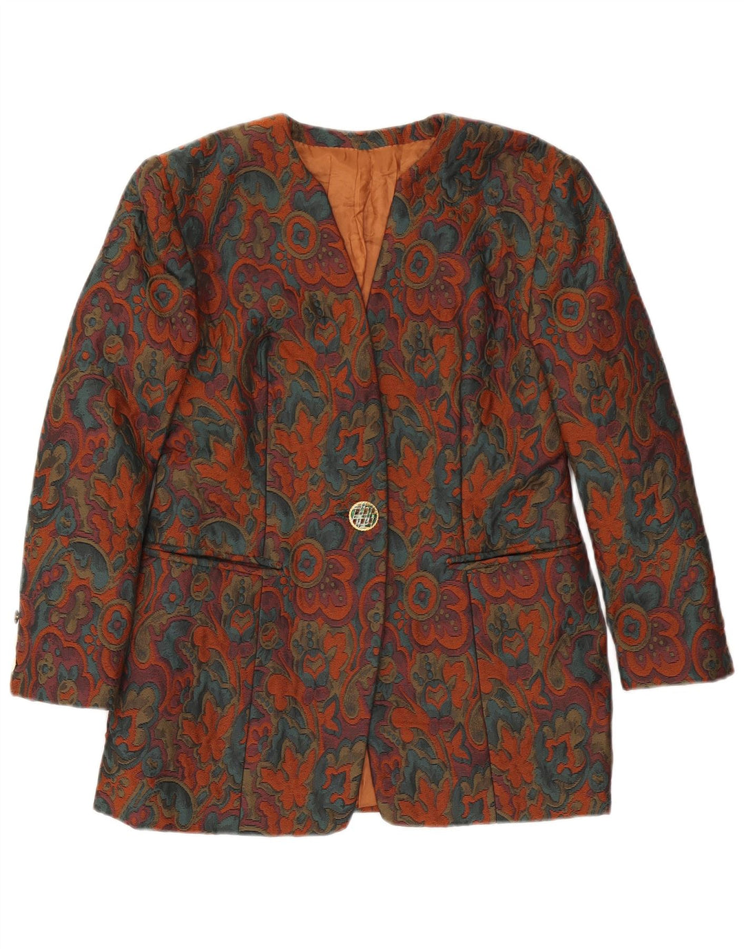 Vintage ženski sako s 1 gumbom, UK 10, mali višebojni cvjetni