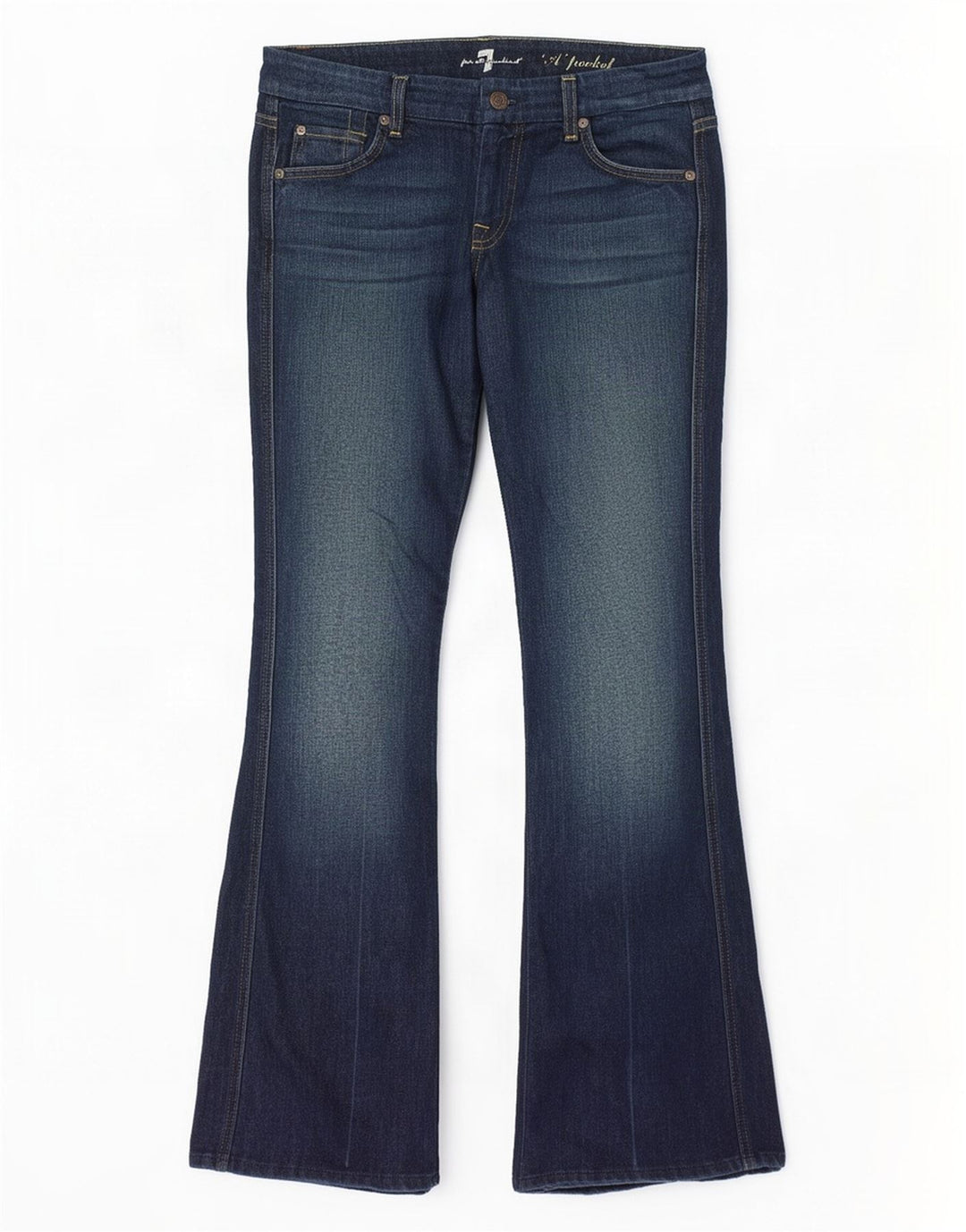 7 For All Mankind Ženske Bootcut traperice W30 L32 tamnoplavi pamuk