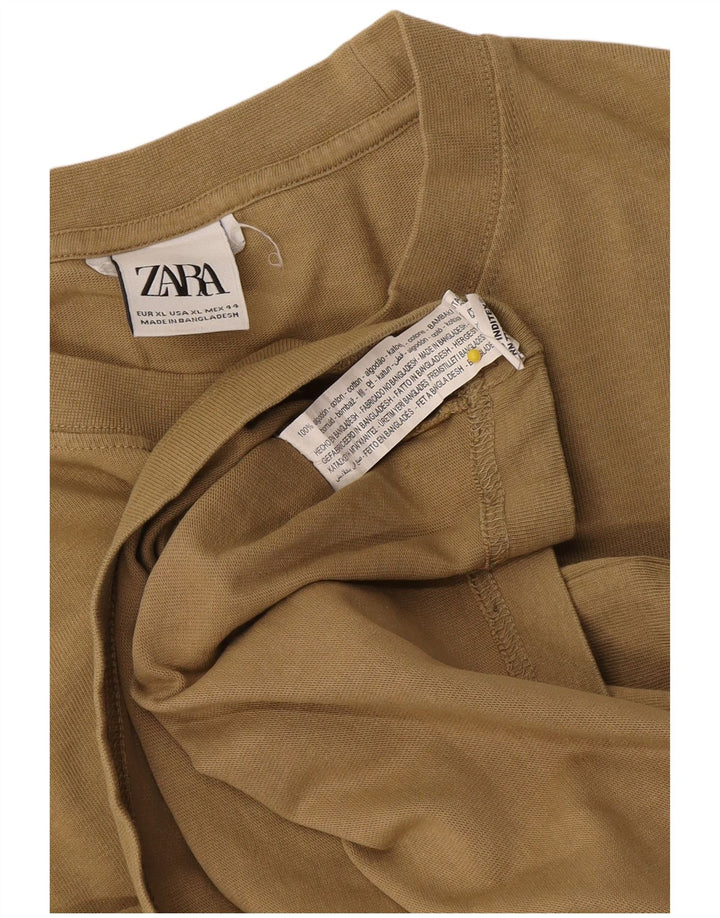 Zara muška majica dugih rukava XL bež pamuk