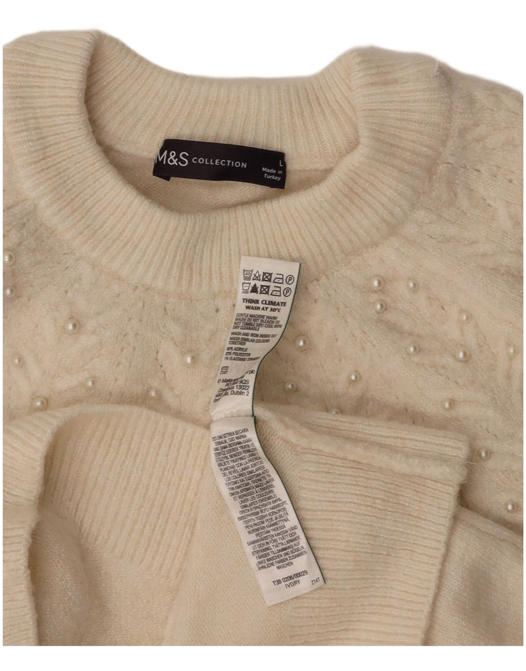 MARKS & SPENCER Ženski pulover s okruglim izrezom UK 14 Large Off White