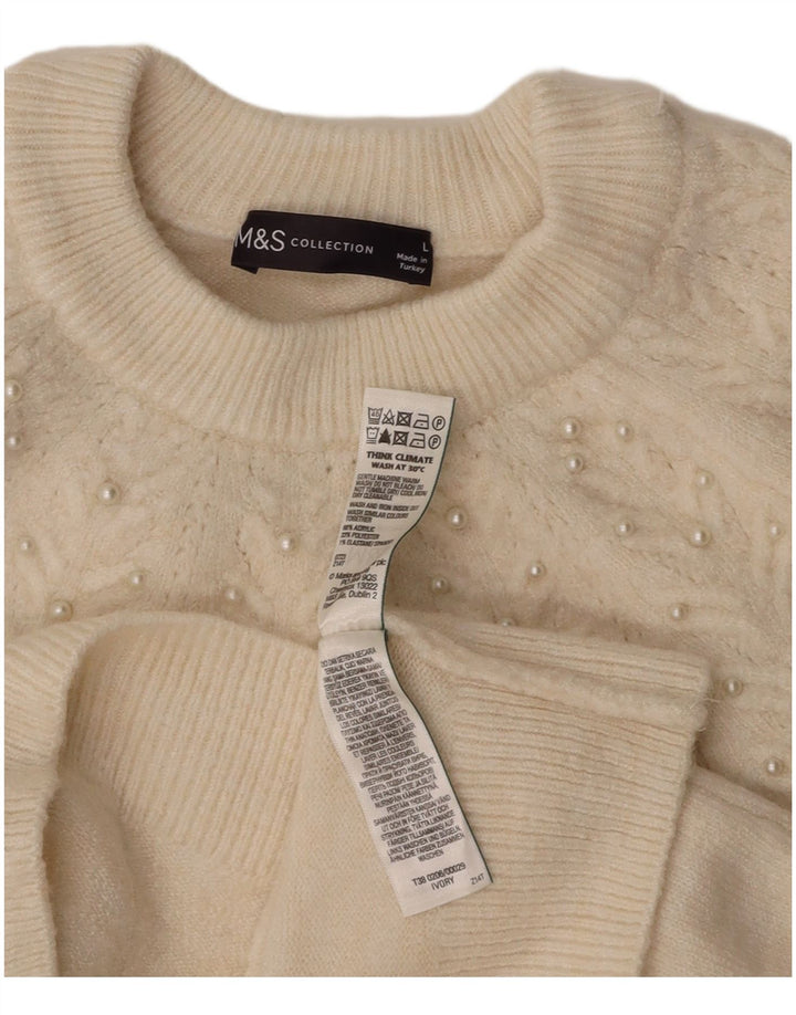 MARKS & SPENCER Ženski pulover s okruglim izrezom UK 14 Large Off White