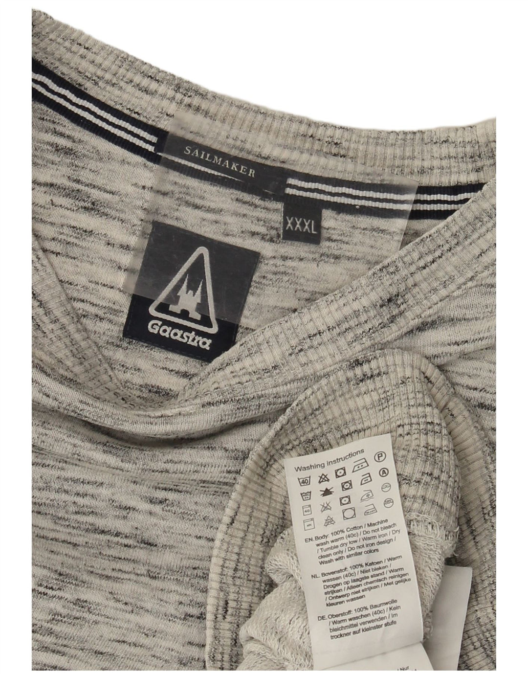 GAASTRA Muška majica dugih rukava 3XL, sivi flekasti pamuk