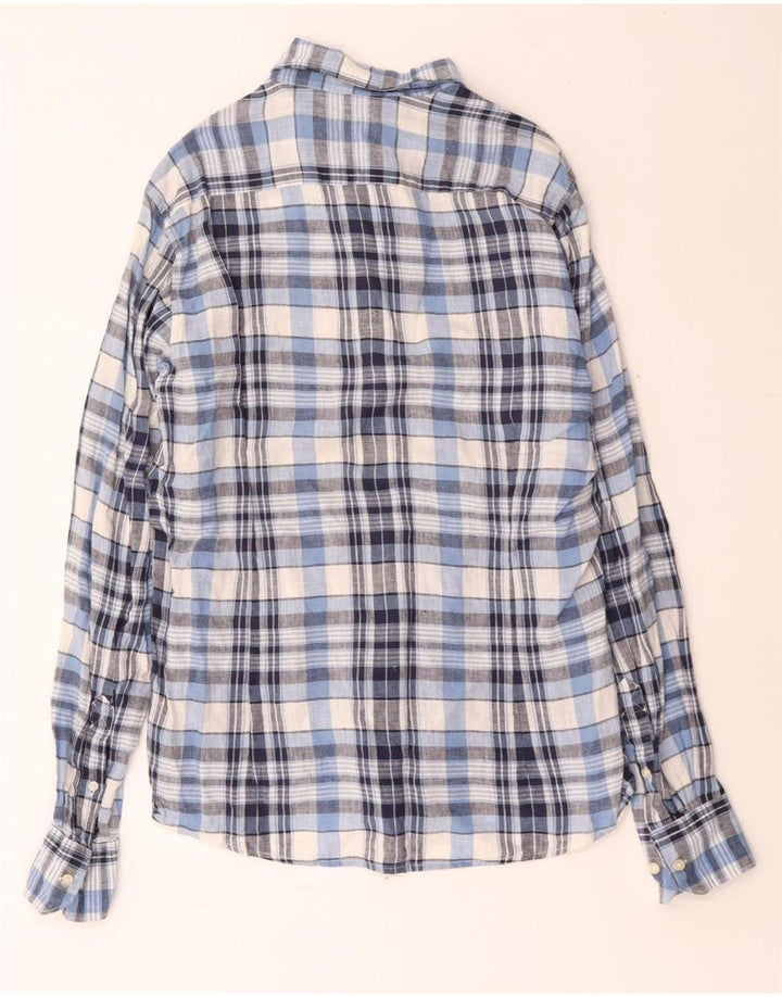 BARBOUR Muška krojena košulja plavog kariranog lana srednje veličine