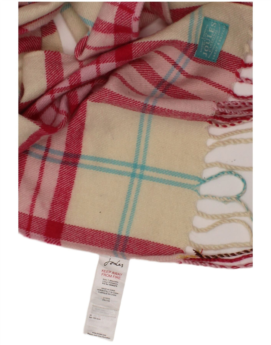 JOULES Womens Rectangle Scarf One Size Multicoloured Plaid Acrylic Classic