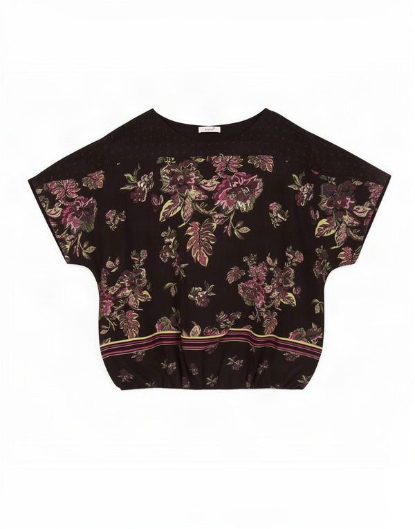 Marks & Spencer Top ženska bluza UK 22 3XL crni cvjetni poliester