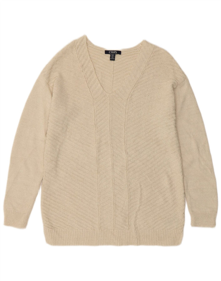 CHAPS Ženski džemper s V-izrezom UK 10 Mali pamuk od bijele boje