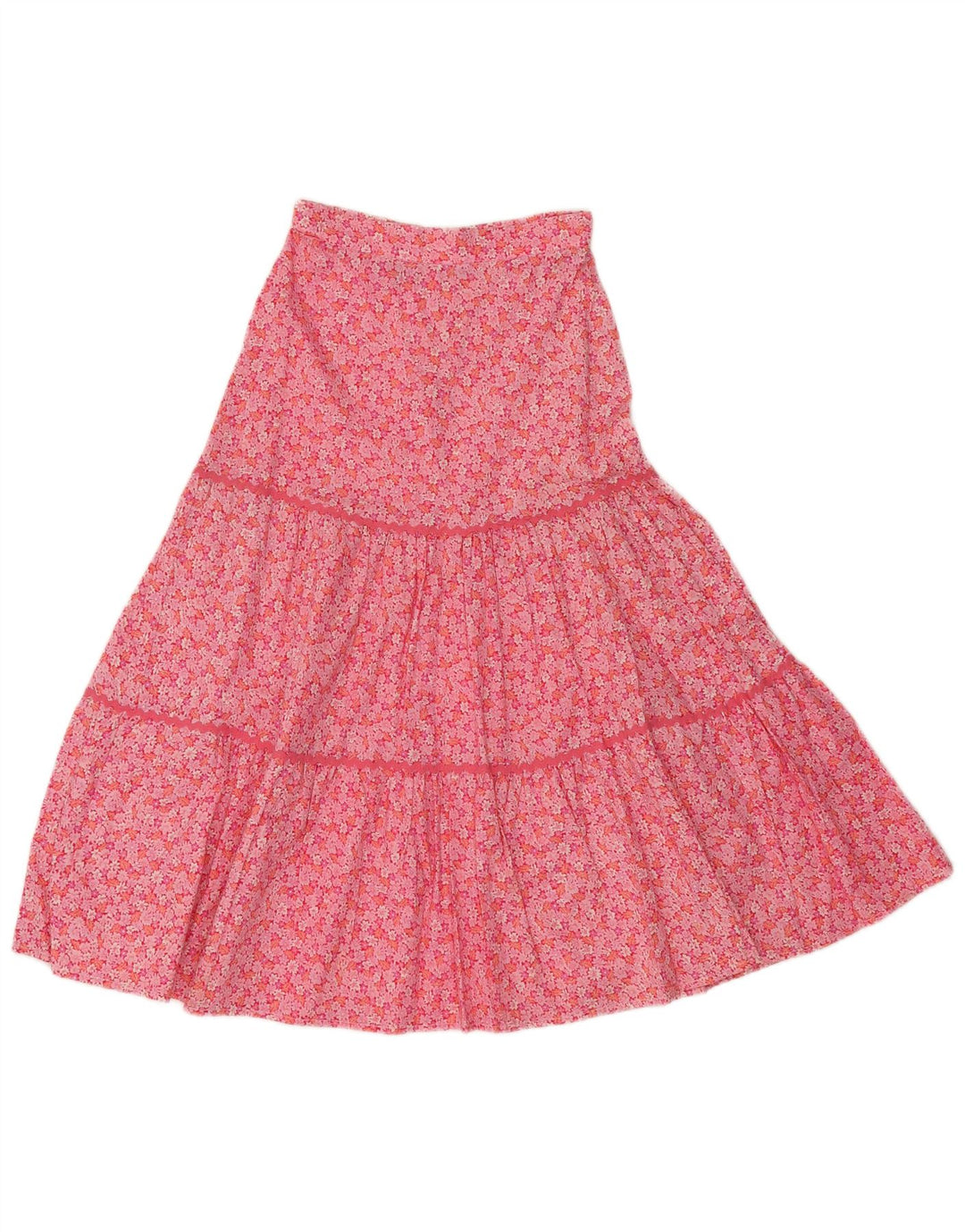 VINTAGE ženska lepršava suknja EU 36 mala W30, ružičasti cvjetni pamuk