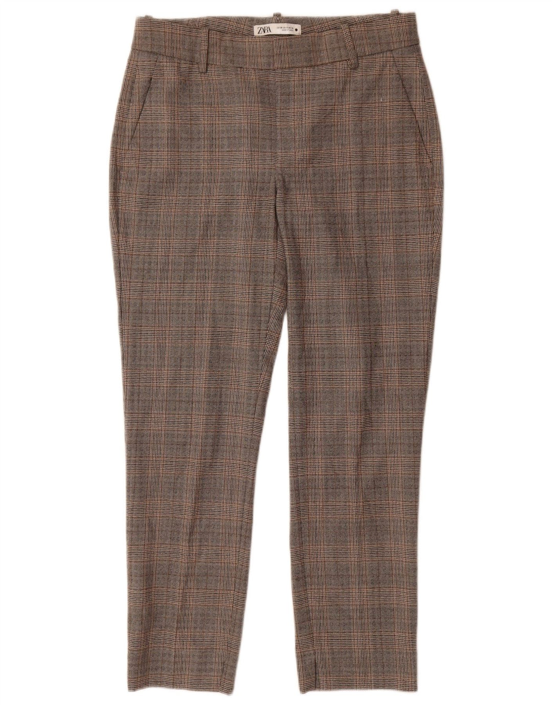 Zara ženske uske chino hlače EU 38 male W28 L27 sivi karirani poliester
