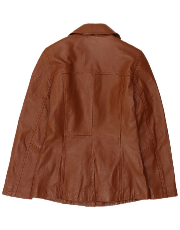 VINTAGE Womens Leather Jacket UK 14 Large Brown Leather