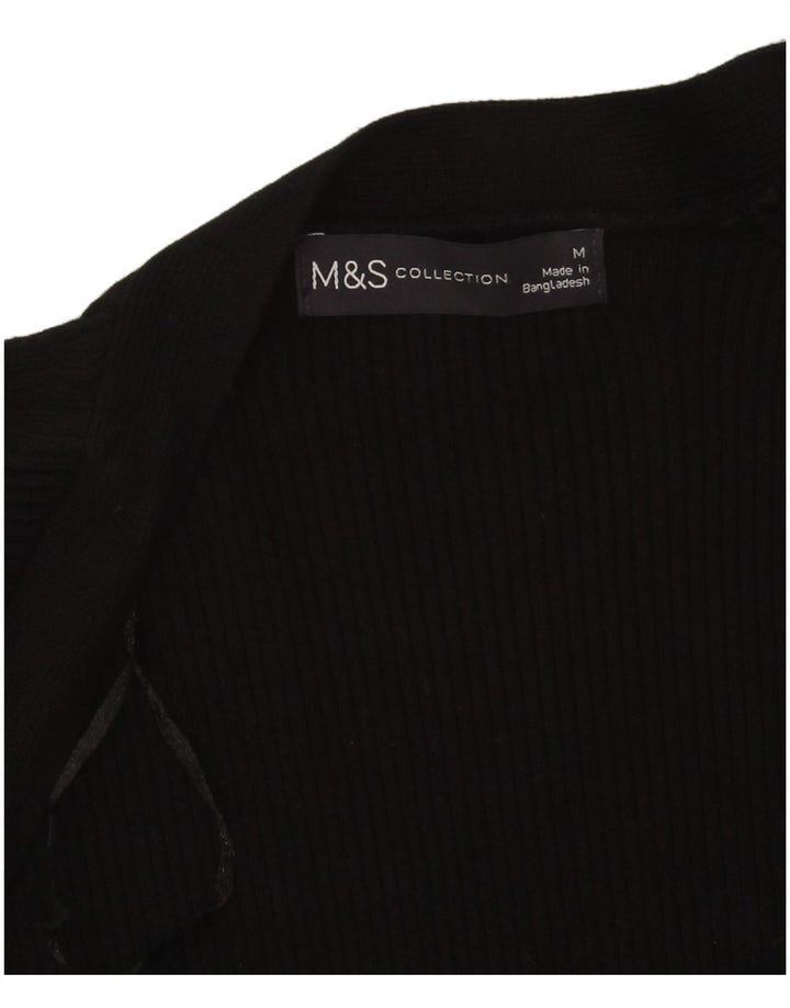 Marks & Spencer ženski otvoreni kardigan pulover UK 14 Srednja crna viskoza