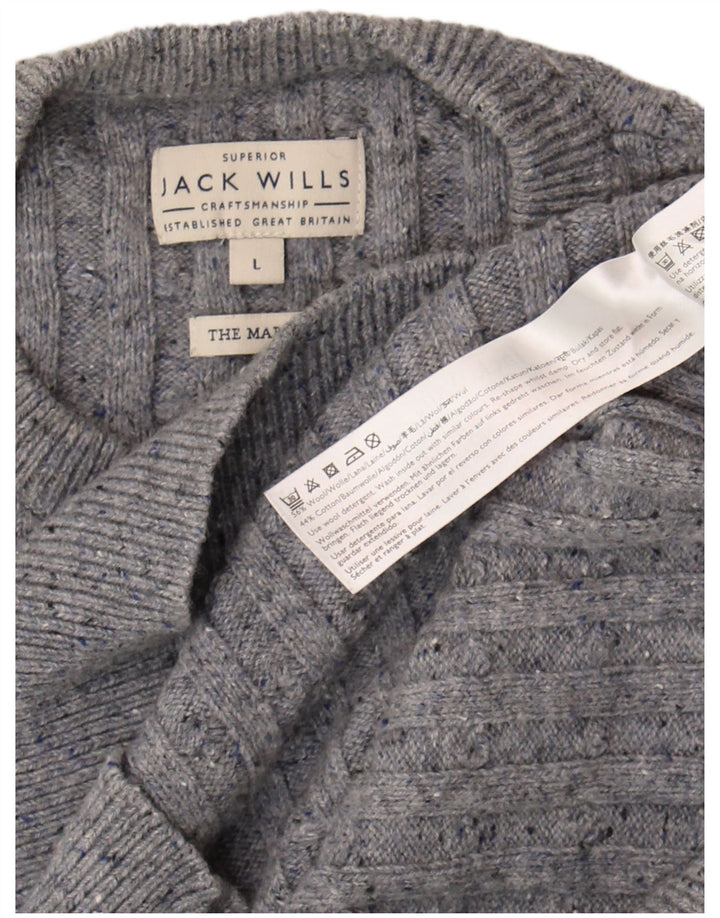 Veliki sivi vuneni muški džemper s okruglim izrezom Jack Wills