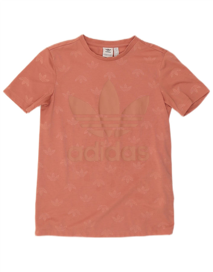 Adidas majica kratkih rukava s grafičkim motivima, mali ružičasti poliester UK 8