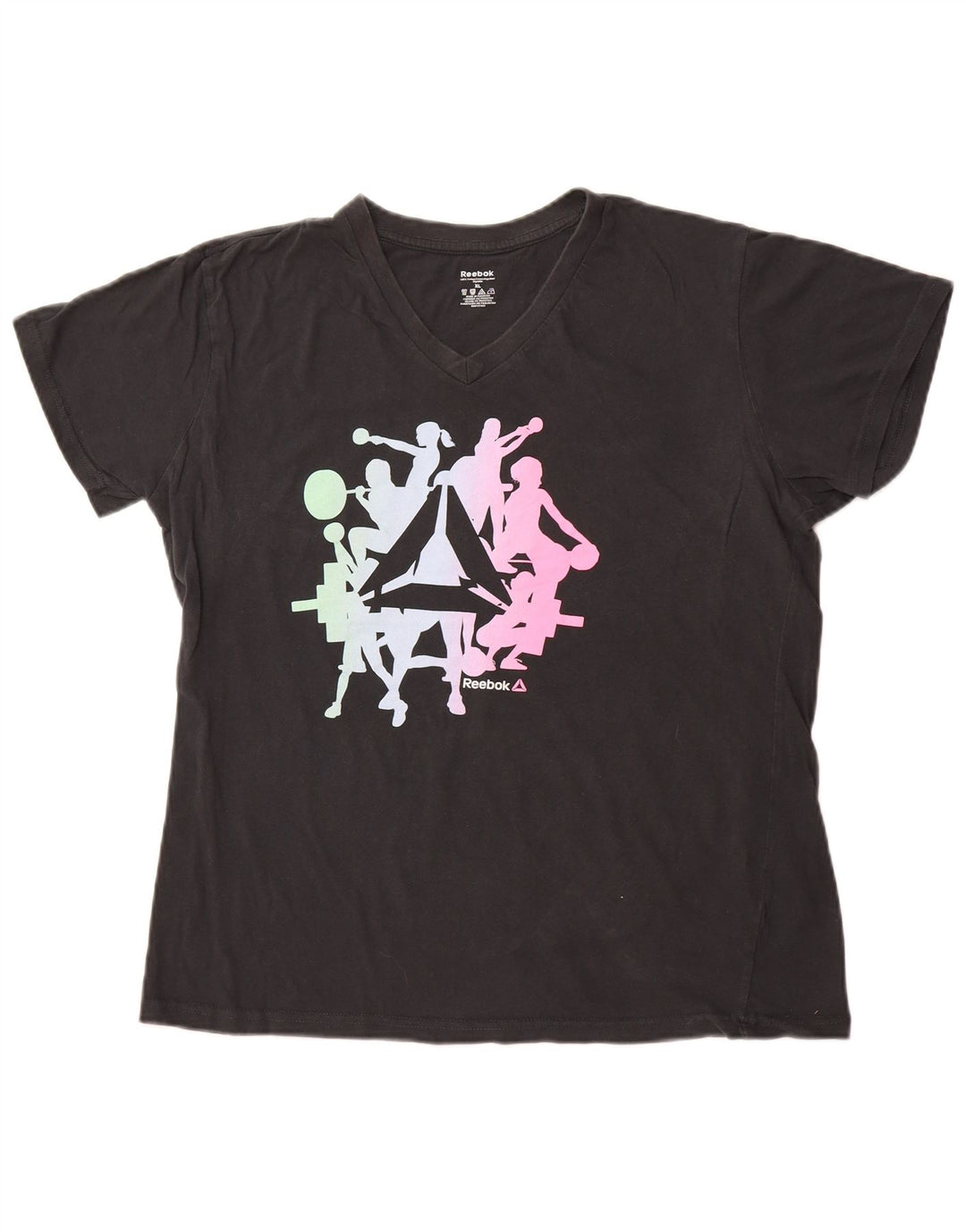 REEBOK Ženska majica kratkih rukava s grafičkim motivima UK 18 XL crni pamuk