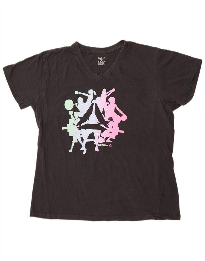 REEBOK Ženska majica kratkih rukava s grafičkim motivima UK 18 XL crni pamuk