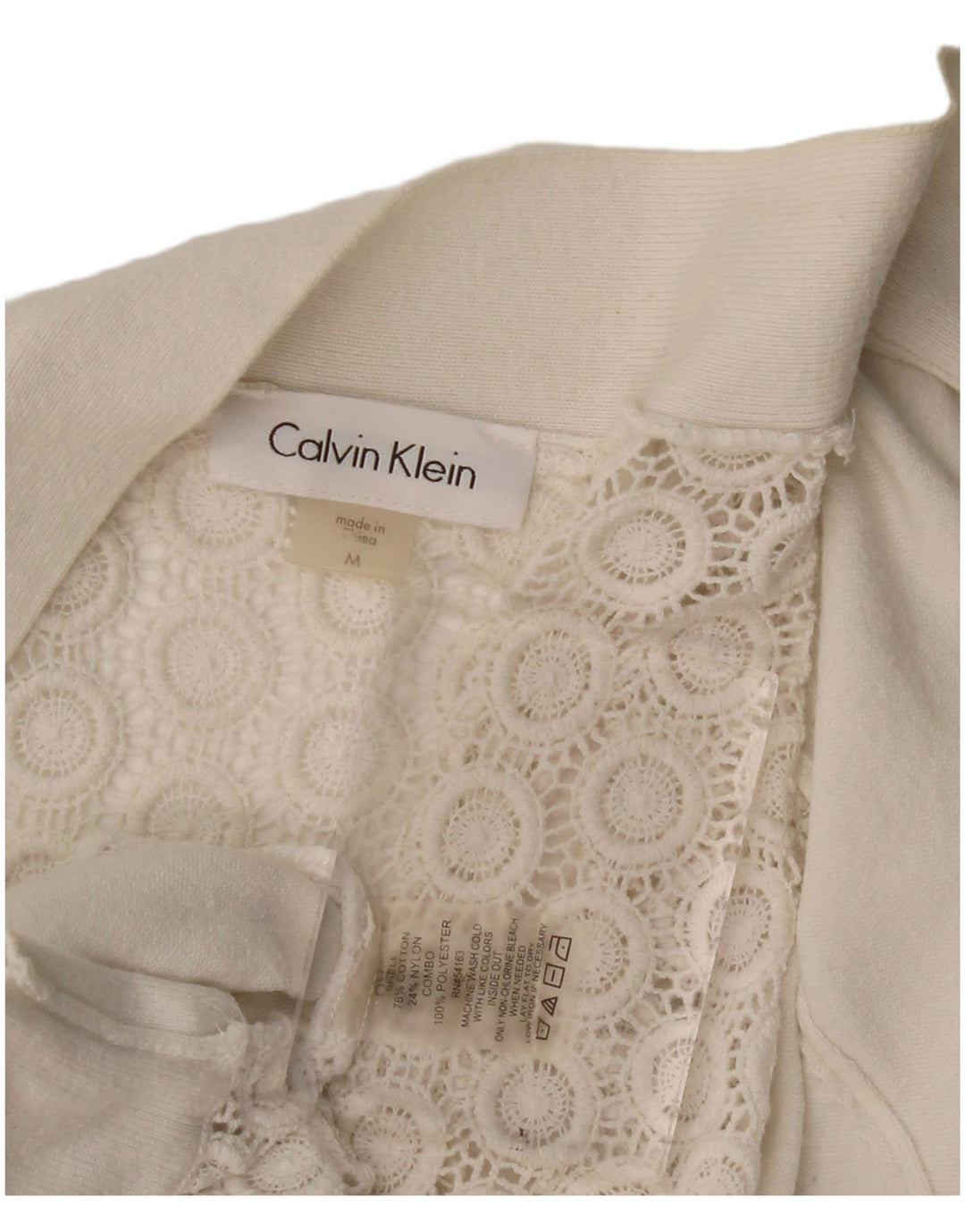 CALVIN KLEIN Ženski džemper s 3/4 rukavima UK 12 Medium Off White