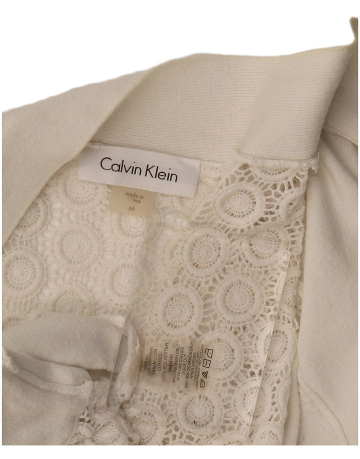 CALVIN KLEIN Ženski džemper s 3/4 rukavima UK 12 Medium Off White