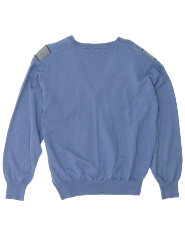 Vintage ženski veliki džemper s V-izrezom UK 18 XL plava boja