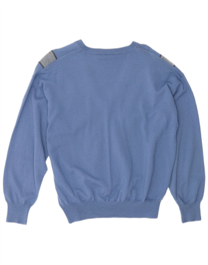 Vintage ženski veliki džemper s V-izrezom UK 18 XL plava boja