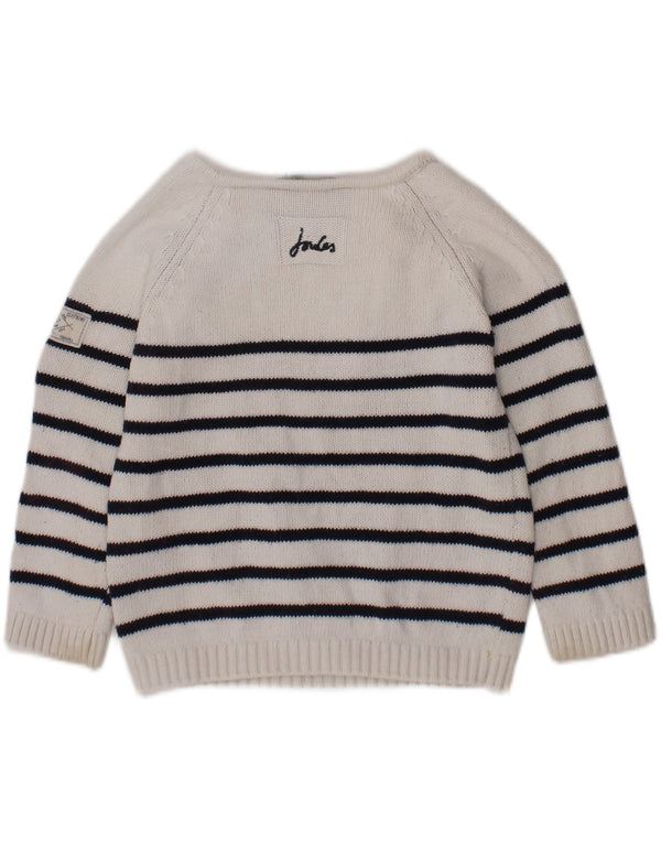 JOULES Baby Girls Boat Neck Jumper Sweater 6-9 Months White Striped Cotton