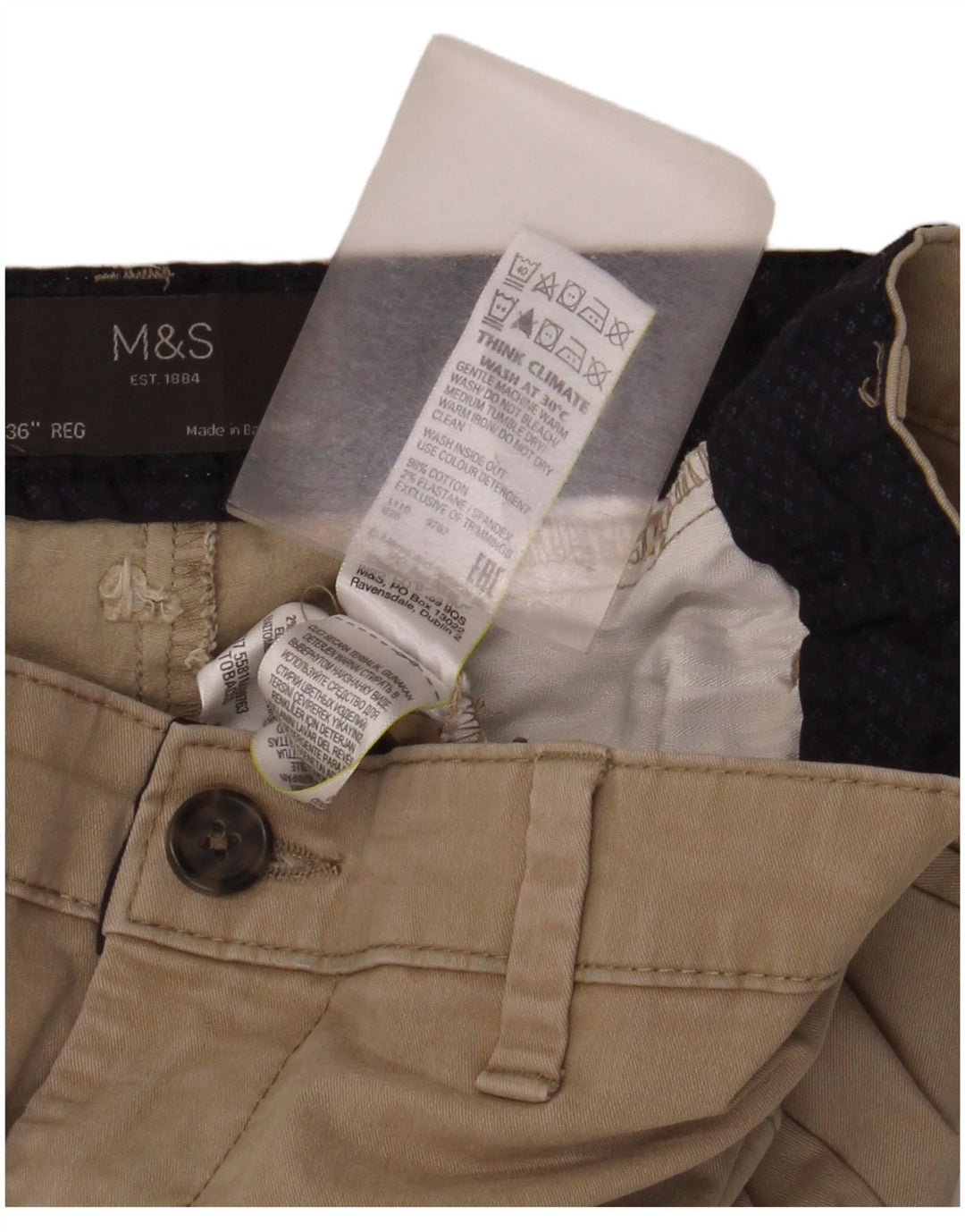 Marks & Spencer muške chino kratke hlače W36 veliki bež pamuk