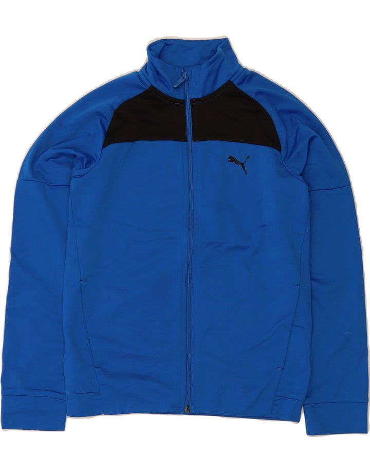 PUMA Boys Tracksuit Top Jacket 11-12 Years Blue Colourblock Vintage Puma and Second-Hand Puma from Messina Hembry 